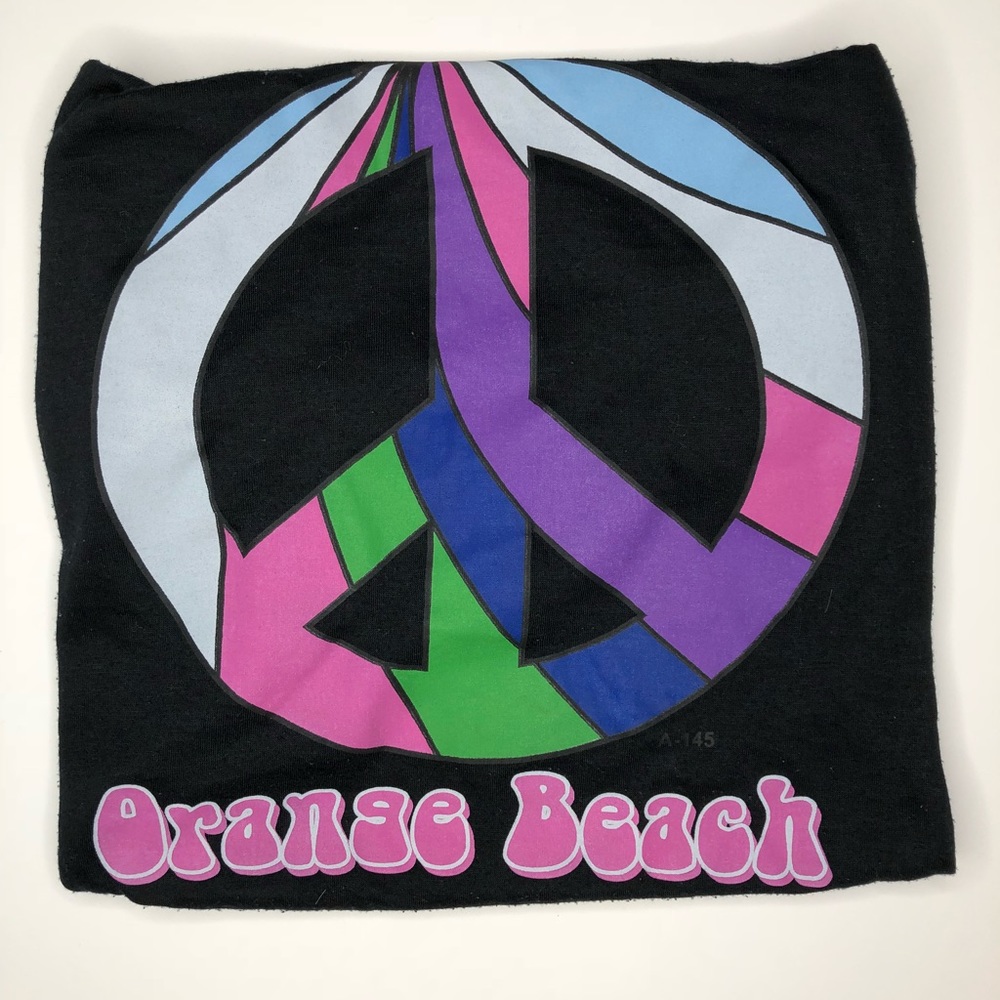 Black somewhat transparent Peace thin top